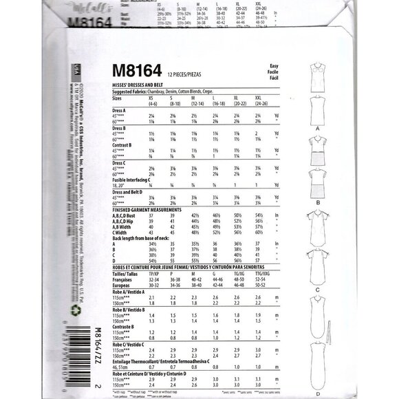McCall's M8164 Womens L to XXL Mini and Maxi Dresses Uncut Sewing Pattern - Picture 2 of 2